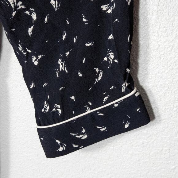 LOFT Women’s Dress Modern Classic Relaxed Minimalist Black Print Piped Trim L - Picture 8 of 11